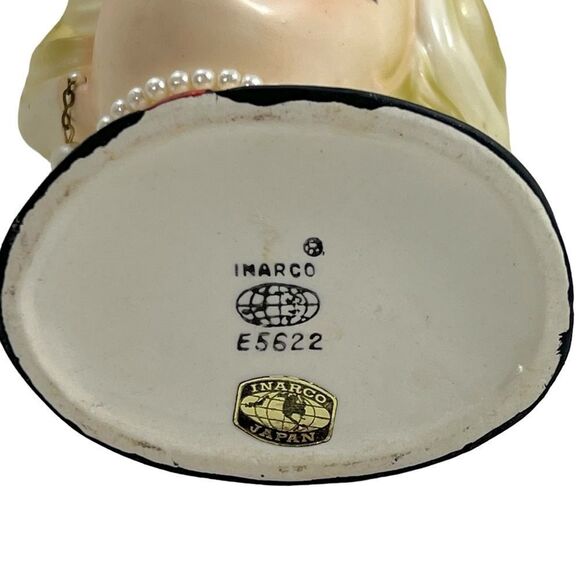Vintage Inarco Head Vase Blonde Pearl Earrings Necklace E5622 - Picture 13 of 15